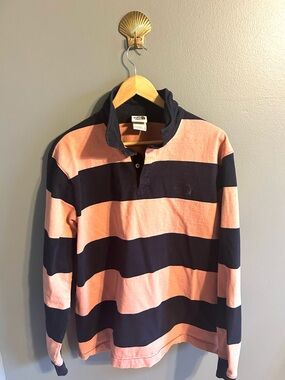 The North Face Black & Peach Striped Rugby Polo XL